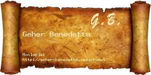 Geher Benedetta névjegykártya
